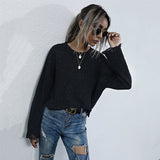 LOVEFERY popular  New Popular trade round neck color dot knitted sweater long sleeve pullover casual simple top women's autumn