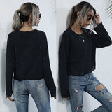 LOVEFERY popular  New Popular trade round neck color dot knitted sweater long sleeve pullover casual simple top women's autumn