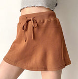 lovefery - Waffle Drawstring Skirt