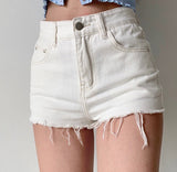 lovefery - Frayed High Waist Denim Shorts