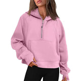 Lu-43 Autumn Winter Yoga Suit Scuba Hoodie Half Zip Women's Sports Sweater Loose Gym Jacket Fitness Short Plush Coat Sweatshirtmm