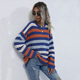 LOVEFERY popular New Women's Early Autumn Sweater 2025 Autumn Pullover Crew Neck Loose Top  Striped Knitted Sweater