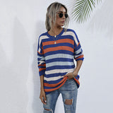 LOVEFERY popular New Women's Early Autumn Sweater 2025 Autumn Pullover Crew Neck Loose Top  Striped Knitted Sweater