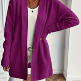 Chic Long Sleeve Knit Cardigan - Cozy Pockets & Open Front - Versatile for Casual Wear, Women's Apparel