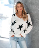 V-NECK MIXED STAR PATCH SWEATER