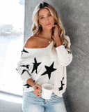 V-NECK MIXED STAR PATCH SWEATER