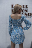 Springsteen Floral Tie Front Cutout Dress - Blue