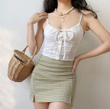 lovefery - Olive Check Mini Skirt