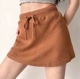 lovefery - Waffle Drawstring Skirt