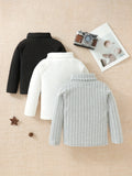 3pcs Cozy Kid's Solid Turtleneck Knit Sweater - Soft Long Sleeve Top for Boys, Perfect for Fall and Winter, Great Gift Idea for Kids