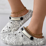 lovefery - Multicolor Casual Living Graffiti Patchwork Round Comfortable Shoes