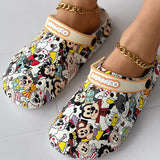 lovefery - Multicolor Casual Living Graffiti Patchwork Round Comfortable Shoes