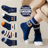 10 Pairs Of Boy's Trendy Street Style Pattern Crew Socks, Comfy Breathable Casual Soft Elastic Socks For Kid's Outdoor Activities