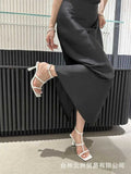 Sandals Celebrity style white nude high heels for women  new T-belt hollowed out Roman shoes~Summer dress wearing high heels sandals Y240618MYK2