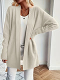 Chic Long Sleeve Knit Cardigan - Cozy Pockets & Open Front - Versatile for Casual Wear, Women's Apparel