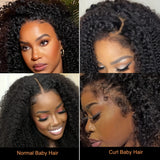 180% 4*4 Closure Wigs Human Hair Curly 4C Edges Curl Lace Front Wigs Glueless HD Lace Closure Wig Human Hair Wig For Women