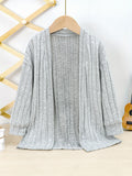 Girls Cozy Solid Knit Cardigan - Asymmetrical Neck, Slight Stretch, Machine Washable - Perfect for Spring and Autumn Casual Wear