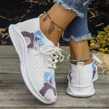 lovefery - White Casual Sportswear Daily Frenulum Printing Round Mesh Breathable Comfortable Out Door Shoes