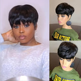 Short Hair Wigs, Pixie Cuts Wigs, Short Straight Black Ladies Wigs Synthetic Short Wigs For Black Women African American Women