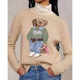 Women Sweaters Cartoon Rl Bear Women Winter Clothing Fashion Long Sleeve Knitted Pullover Cotton Wool Cotton Soft KOQ6