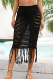 Hollow Out Hip Wrap Tassel Beach Skirt Cover Up