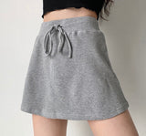 lovefery - Waffle Drawstring Skirt