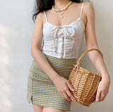 lovefery - Olive Check Mini Skirt