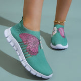 lovefery - Cyan Casual Patchwork Printing Round Comfortable Shoes