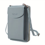 Mini Crossbody Wallet, Zipper Around Clutch Purse, PU Leather Mobile Phone Bag (7.48*3.74*1.65) Inch