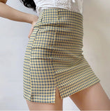 lovefery - Olive Check Mini Skirt