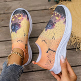 lovefery - Light Yellow Casual Sportswear Daily Patchwork Printing Rhinestone Round Comfortable Out Door Shoes