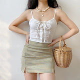 lovefery - Olive Check Mini Skirt