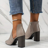 lovefery - Grey Casual Patchwork Asymmetrical Fish Mouth Out Door Wedges Shoes (Heel Height 3.54in)