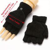 Solid Color Flip Warm Gloves Half Finger Stretchy Gloves Hand Wrist Warmer Fingerless Winter Short Gloves