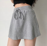 lovefery - Waffle Drawstring Skirt