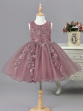 Stunning Sleeveless Girls Elegant Tutu Fit and Flare Dress - Beaded, Sequined, Solid Color, Polyester, Hand Washable, Perfect for Flower Girls, Birthday, and Social Events