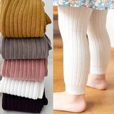 Little Girls Soft Ribbed Leggings - Stretchy Cotton Blend, Slim Fit, Solid Colors, Footless, Perfect for Everyday Style