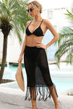 Hollow Out Hip Wrap Tassel Beach Skirt Cover Up