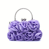 Floral Elegance Clutch - Metal Kiss Lock Handle - Roomy Interior - Perfect for Special Occasions