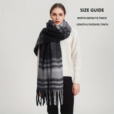 Stylish Multicolor Striped Chunky Scarf Imitation Cashmere Soft Warm Tassel Shawl Autumn Winter Windproof Inelastic Neck Guard Scarf