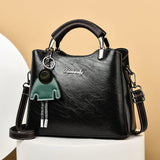 LoveFery - Women's Elegant Satchel Tote Bag Doll Pattern Shoulder Bag Stylish Handbag Crossbody Bag with Removable Straps