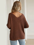 Solid Color v-neck Knitted Sweater