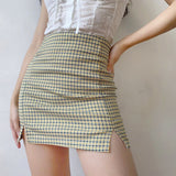 lovefery - Olive Check Mini Skirt