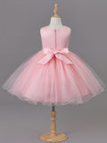 Stunning Sleeveless Girls Elegant Tutu Fit and Flare Dress - Beaded, Sequined, Solid Color, Polyester, Hand Washable, Perfect for Flower Girls, Birthday, and Social Events