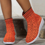 lovefery - Tangerine Red Casual Patchwork Round Comfortable Out Door Shoes