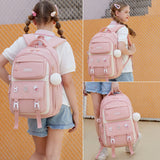 Backpack for Girls Set with Pencil Case 15.6 Inch Laptop School Bag Cute Kids Elementary College Backpacks Large Bookbags for Women Teens Students Anti Theft Travel Daypack - Pink