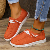 Womens Canvas Loafers - Comfortable Flat Lace-up Design - Breathable Solid Colors for Casual Walking - Perfect for Koningsdag Celebrations