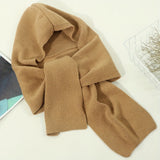 Basic Solid Color Hooded Scarf, Classic Warm Imitation Wool Hat Scarf 2 In 1, Winter Windproof Ear Protection Cap Scarf Integration