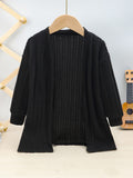 Girls Cozy Solid Knit Cardigan - Asymmetrical Neck, Slight Stretch, Machine Washable - Perfect for Spring and Autumn Casual Wear