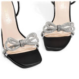 Casual Shoes Womens Double Bowknots Crystal Sandals Clear Slingback Heels Square Toe For Party Wedding Drop Delivery Otyj4